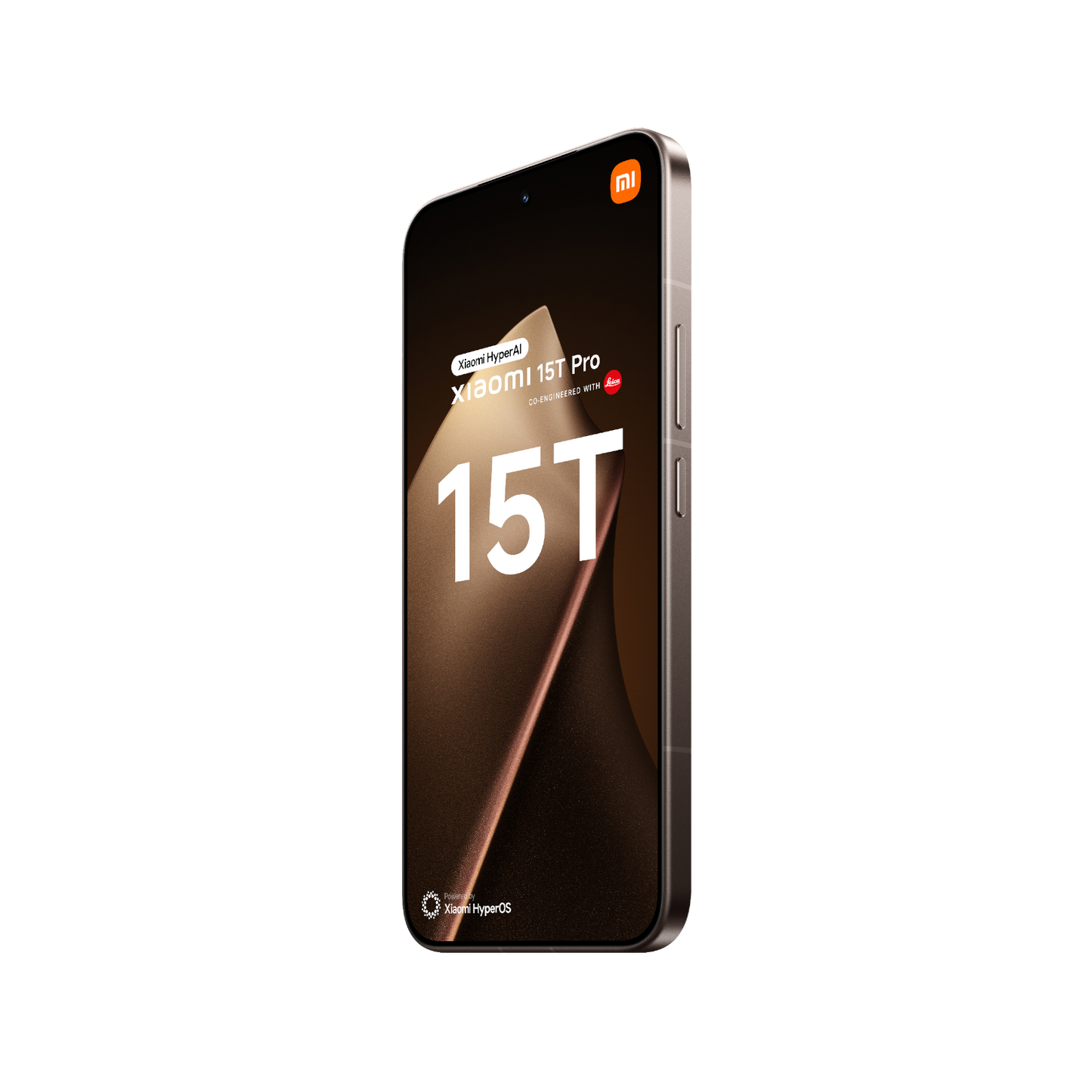 Smartfon Xiaomi 15T Pro Złoty Przedni, prawy bok