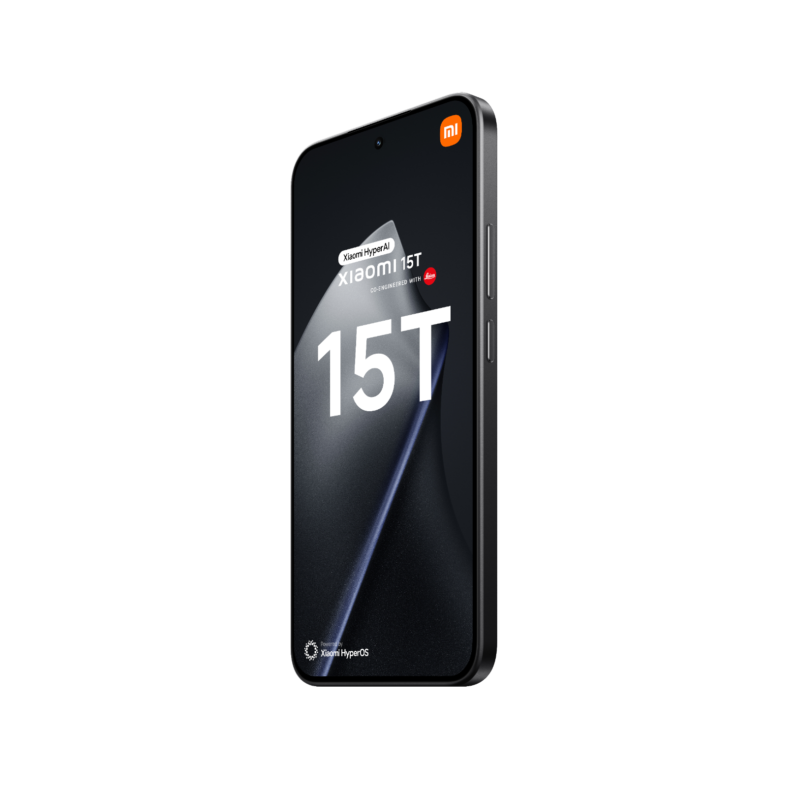 Telefon Xiaomi 15T Czarny Przedni, prawy bok