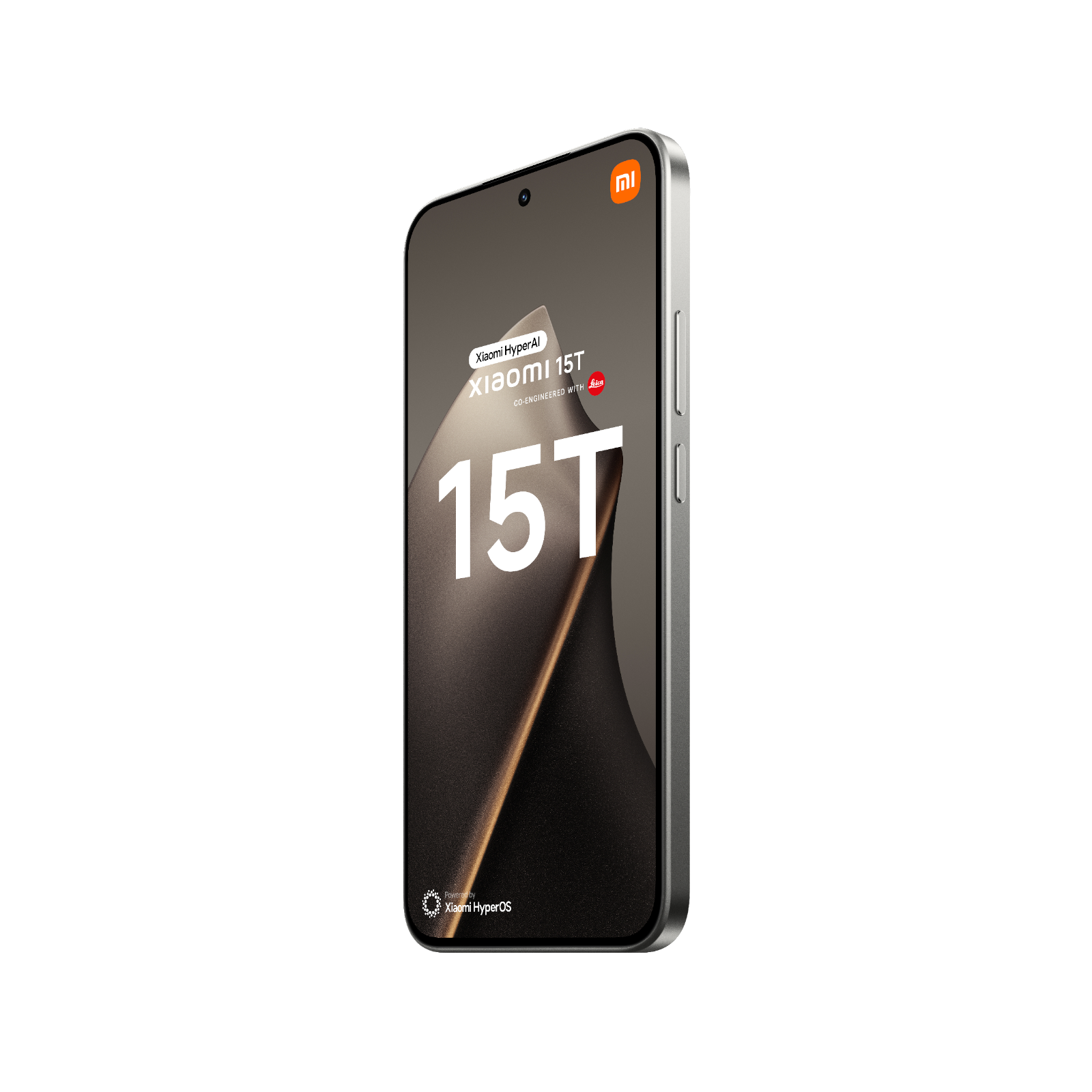 Telefon Xiaomi 15T Szary Przedni prawy bok