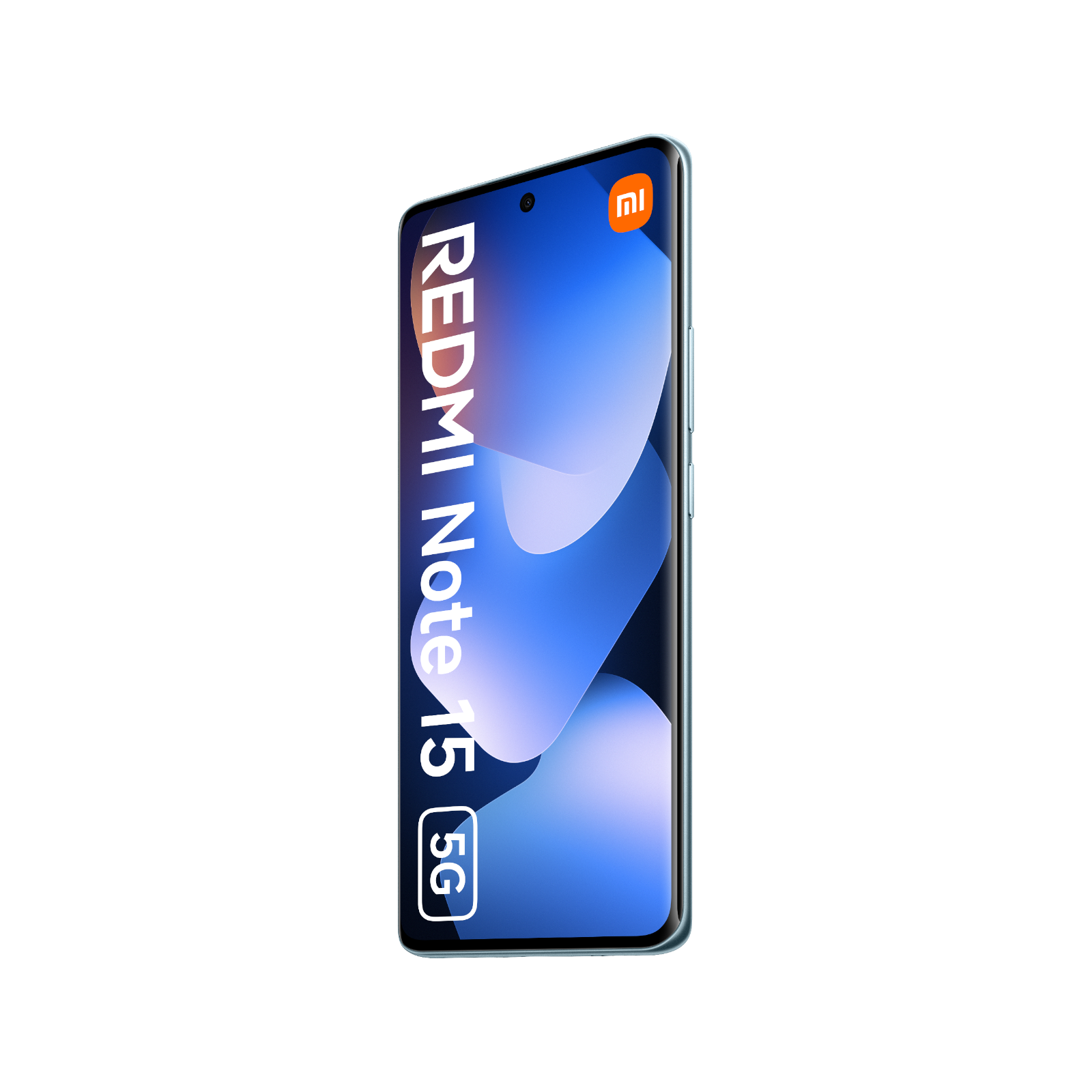 Smartfon Redmi Note 15 5G Niebieski Przedni, prawy bok