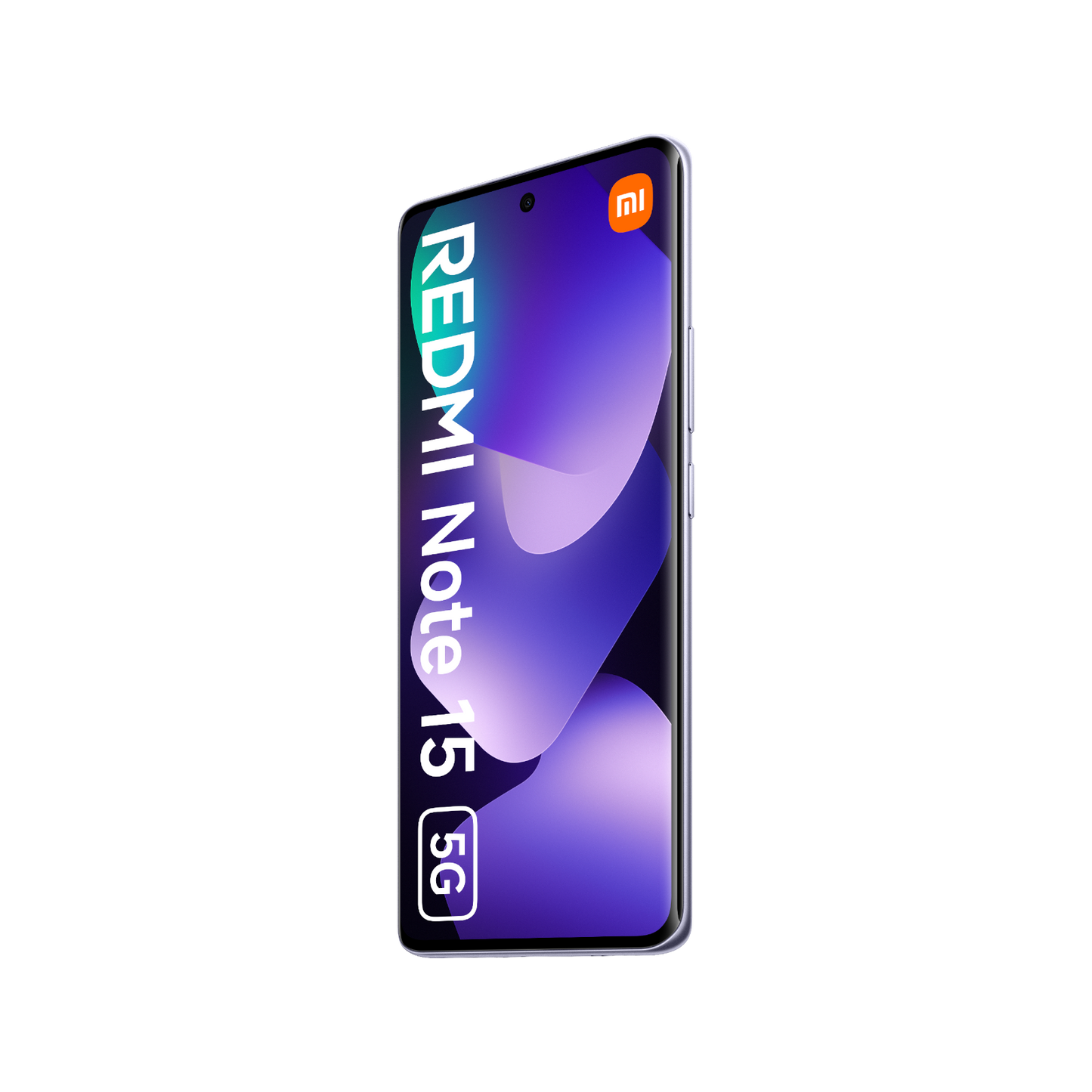 Smartfon Redmi Note 15 5G Fioletowy Przedni, prawy bok