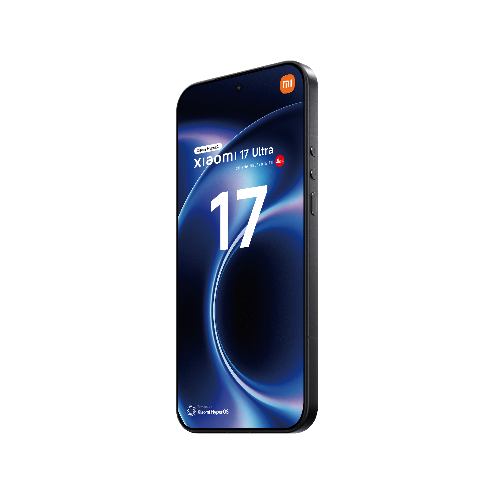 Smartfon Xiaomi 17 Ultra Czarny Przedni, prawy bok