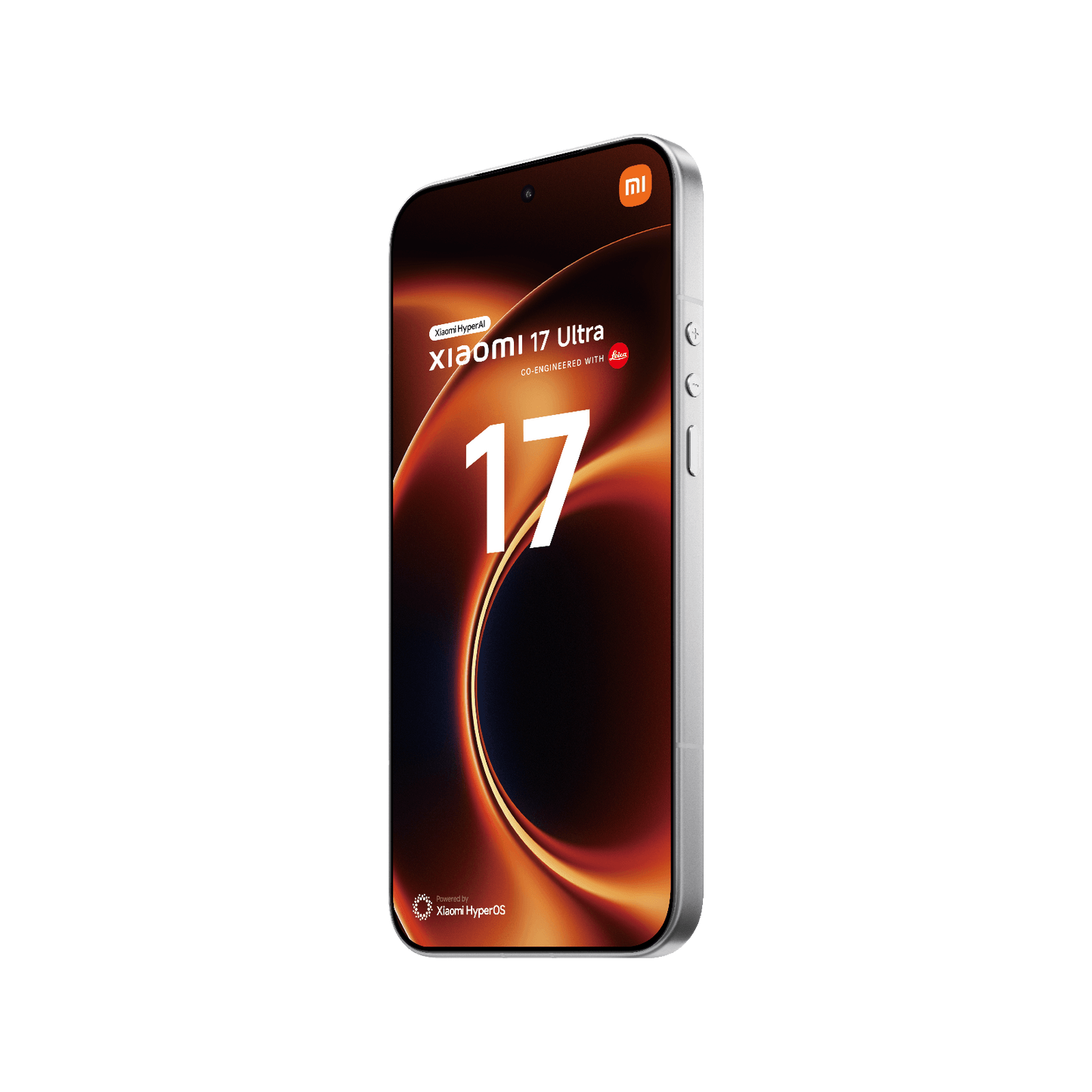 Smartfon Xiaomi 17 Ultra Biały Przedni, prawy bok