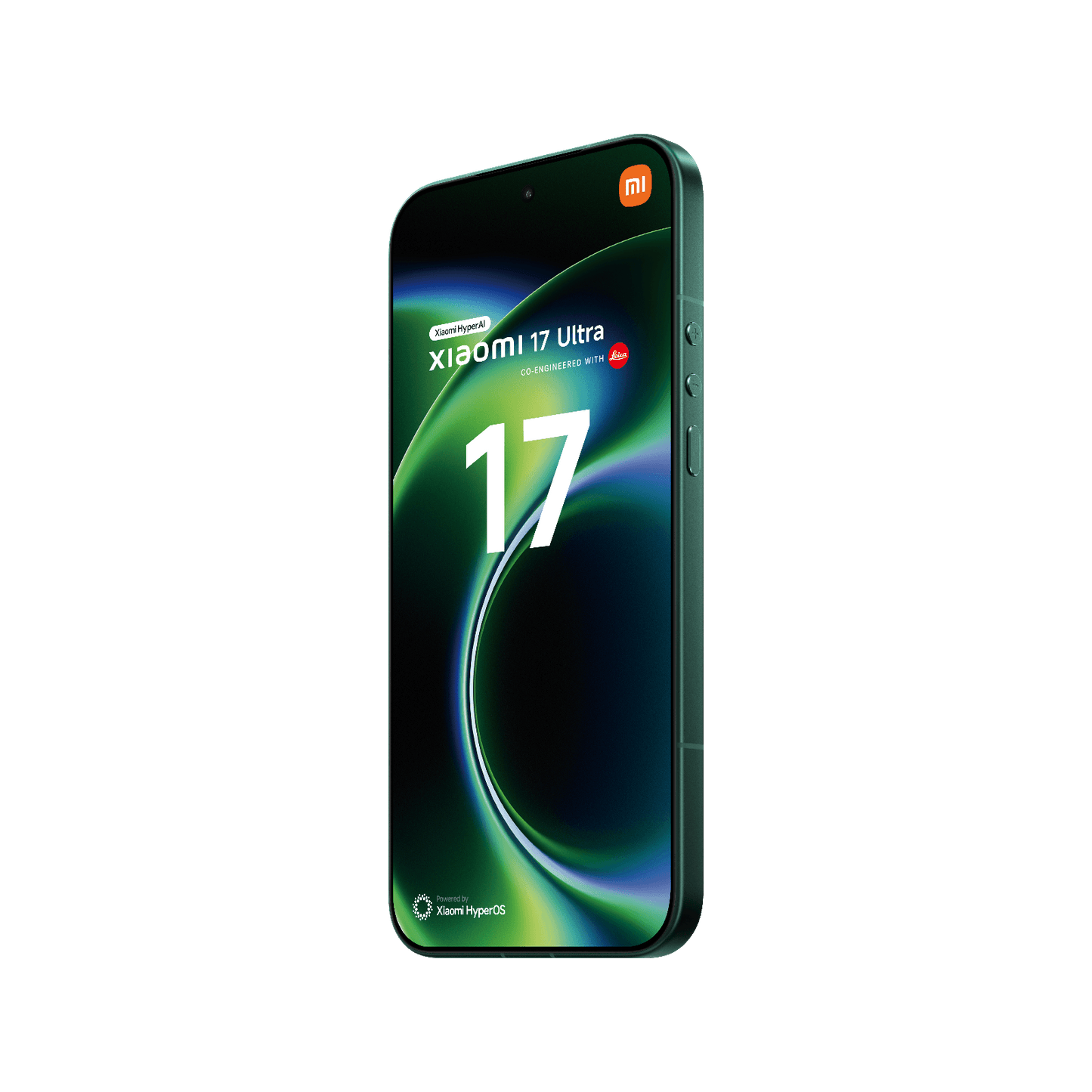 Smartfon Xiaomi 17 Ultra Zielony Przedni, prawy bok
