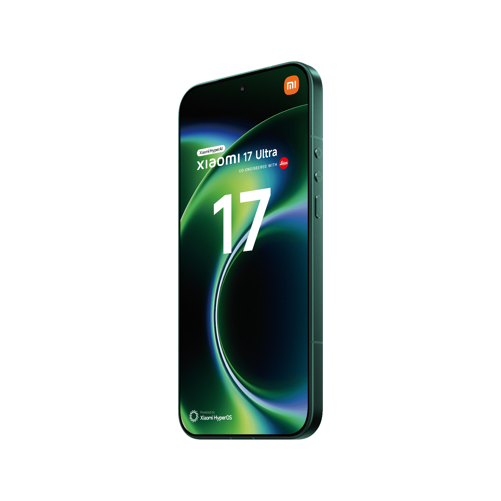 Smartfon Xiaomi 17 Ultra Zielony Przedni, prawy bok