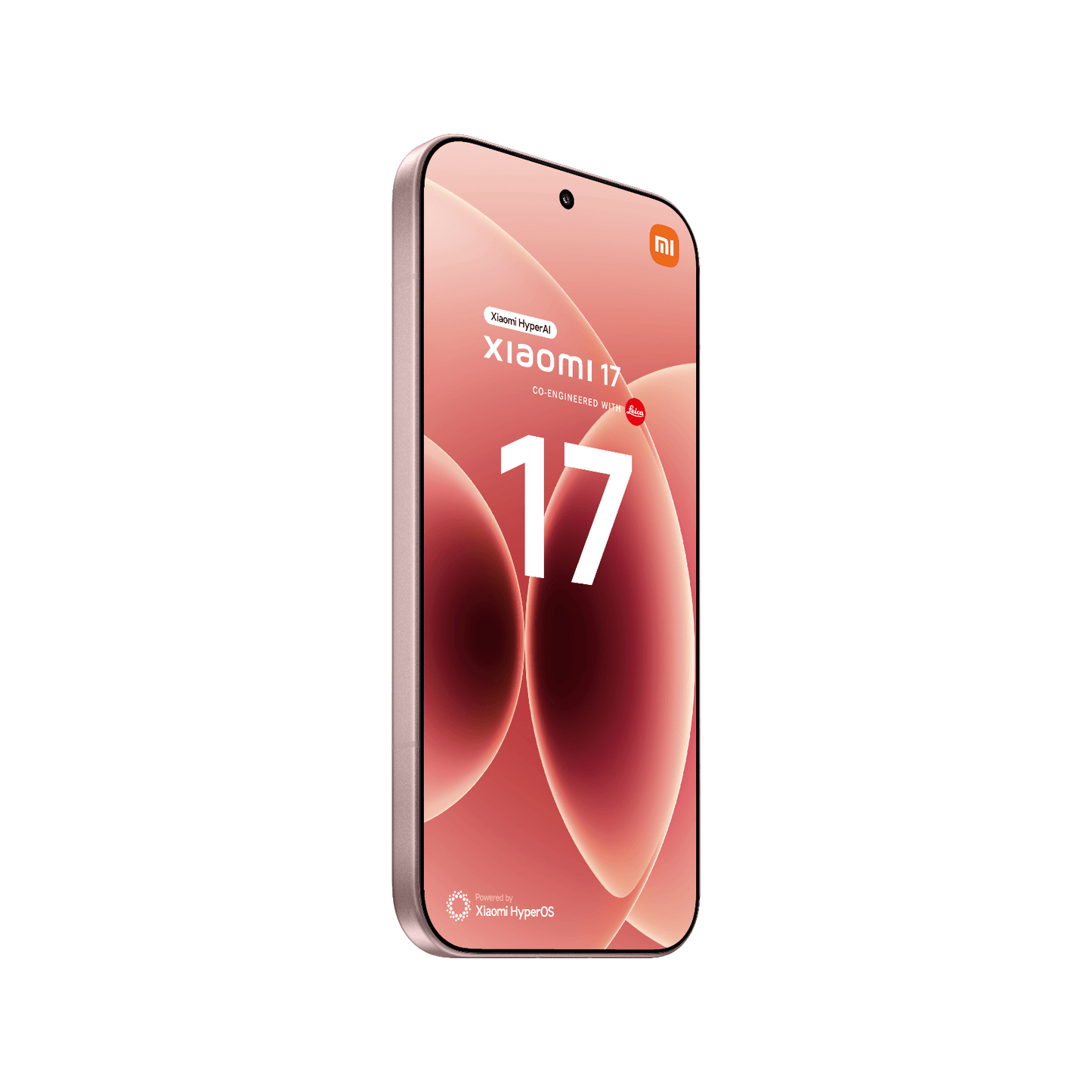 Smartfon Xiaomi 17 Różowy Przedni, lewy bok