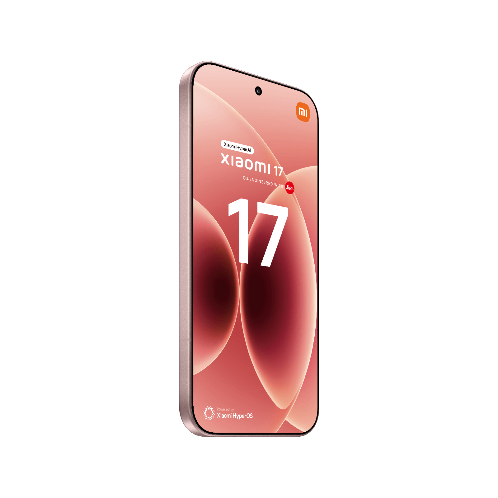 Smartfon Xiaomi 17 Różowy Przedni, lewy bok