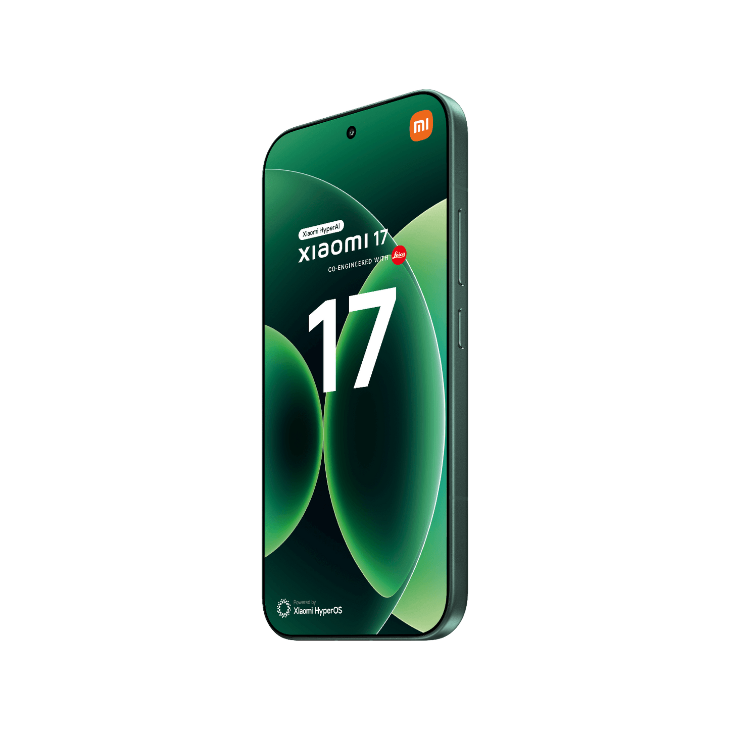Smartfon Xiaomi 17 Zielony Przedni, prawy bok