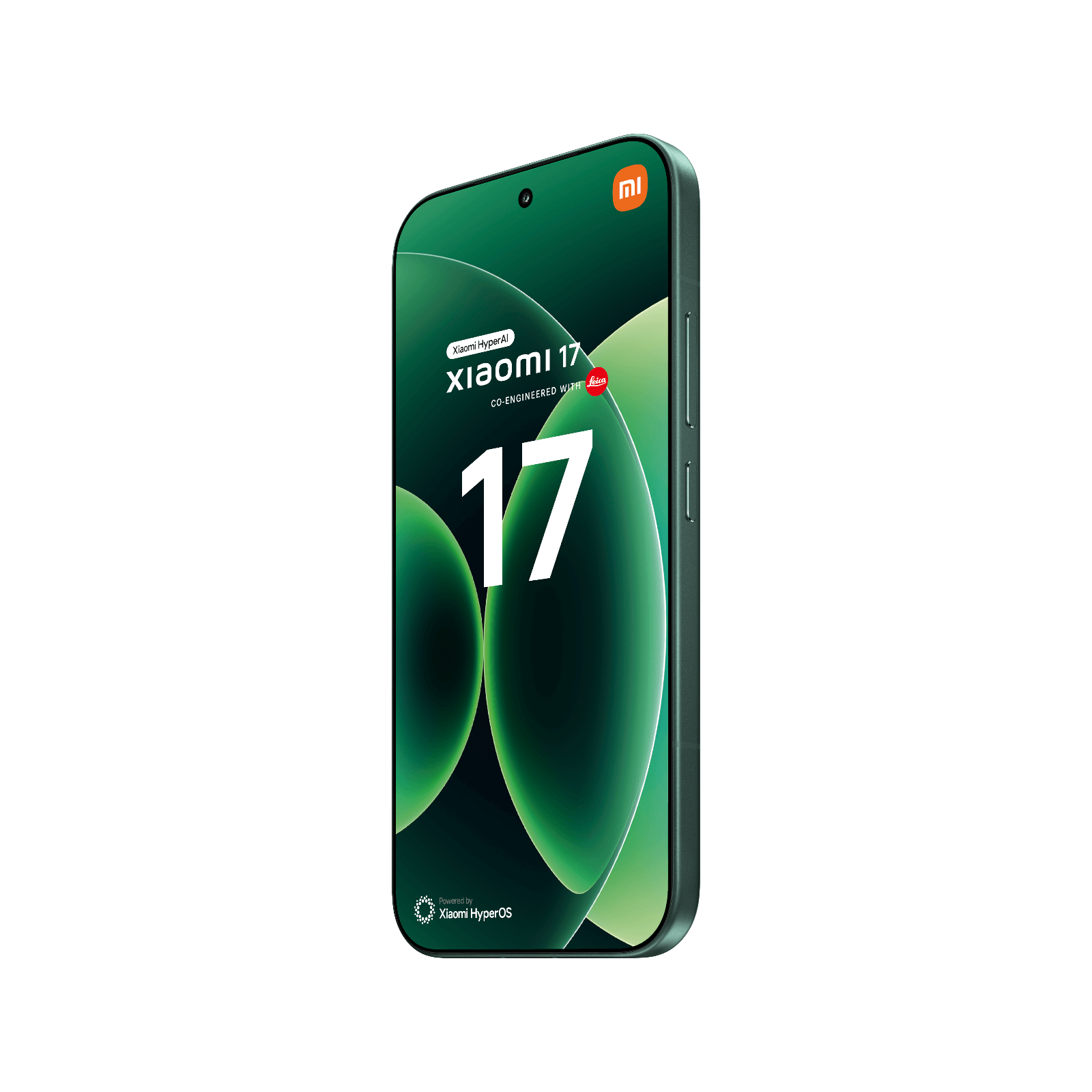 Smartfon Xiaomi 17 Zielony Przedni, prawy bok