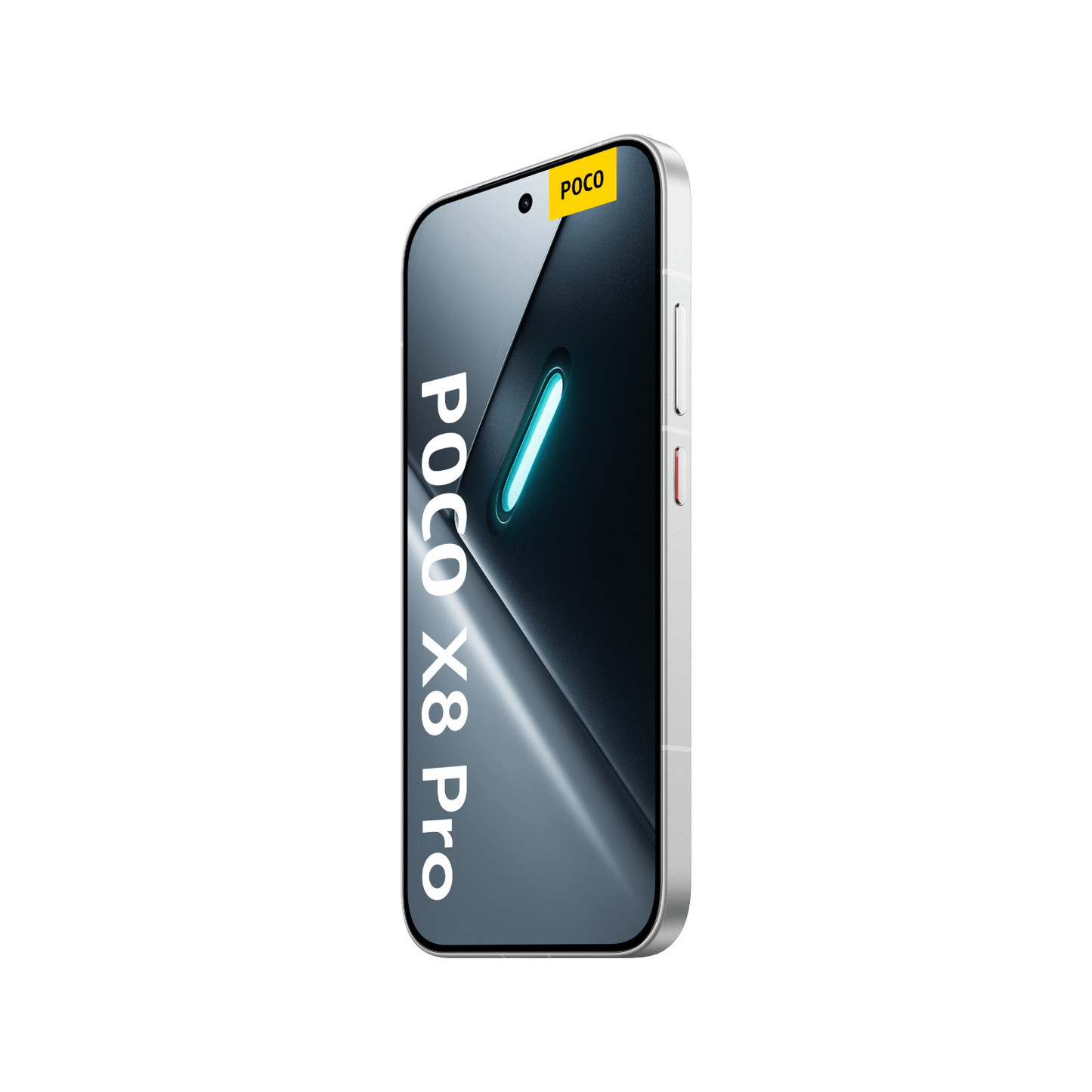 Smartfon POCO X8 Pro Biały Przedni prawy bok