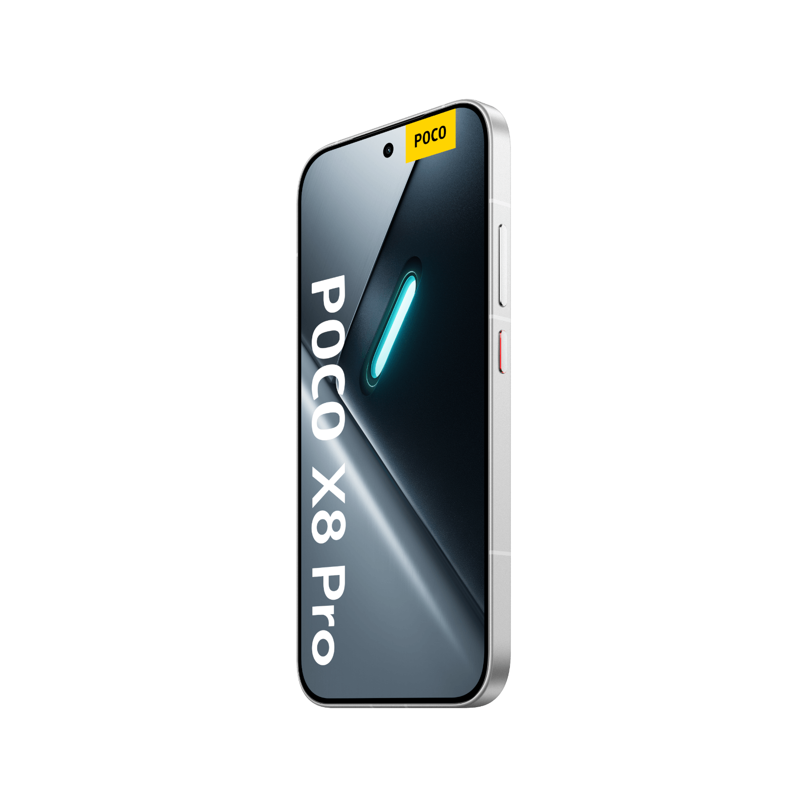 Smartfon POCO X8 Pro Biały Przedni prawy bok