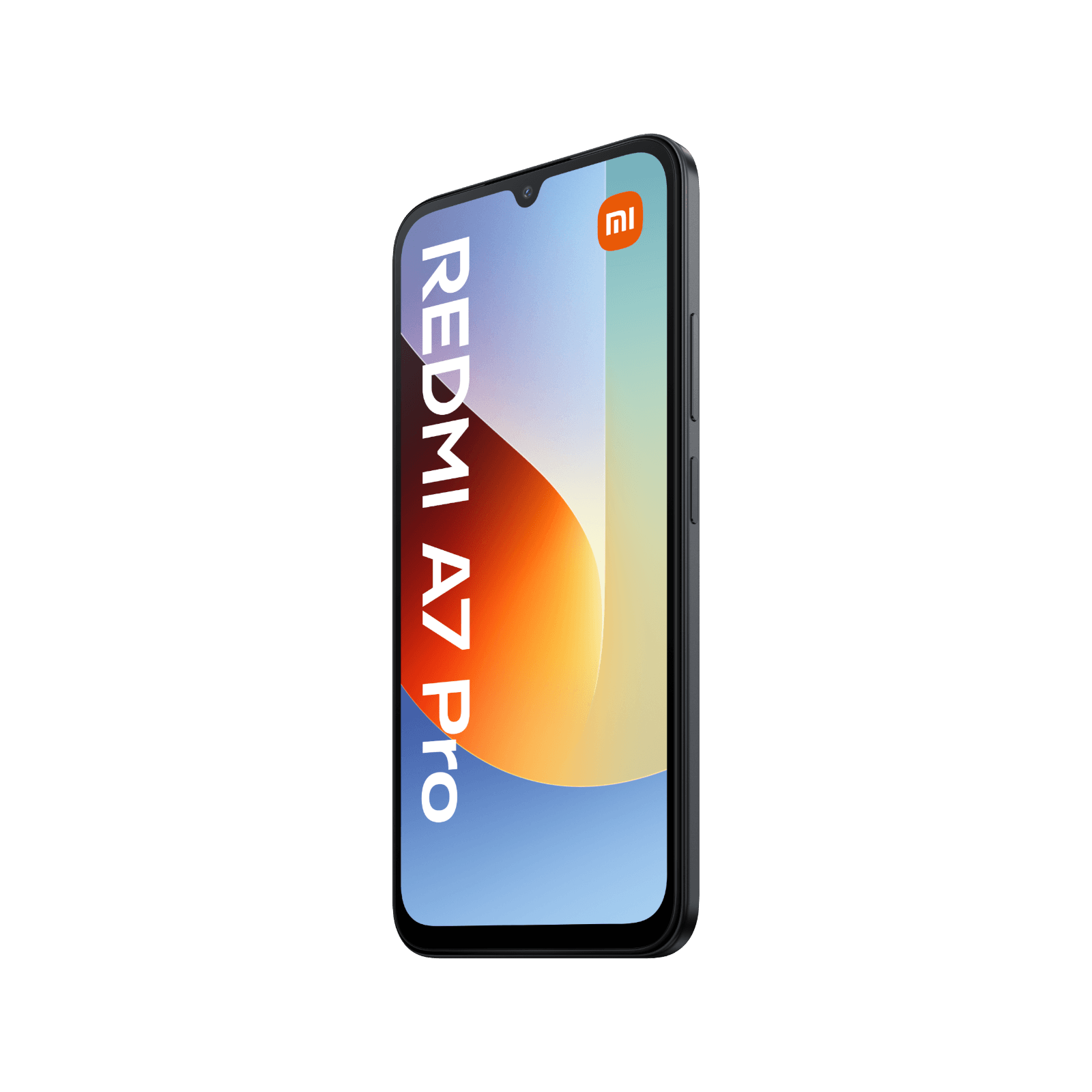 Smartfon Redmi A7 Pro Czarny Przedni, prawy bok