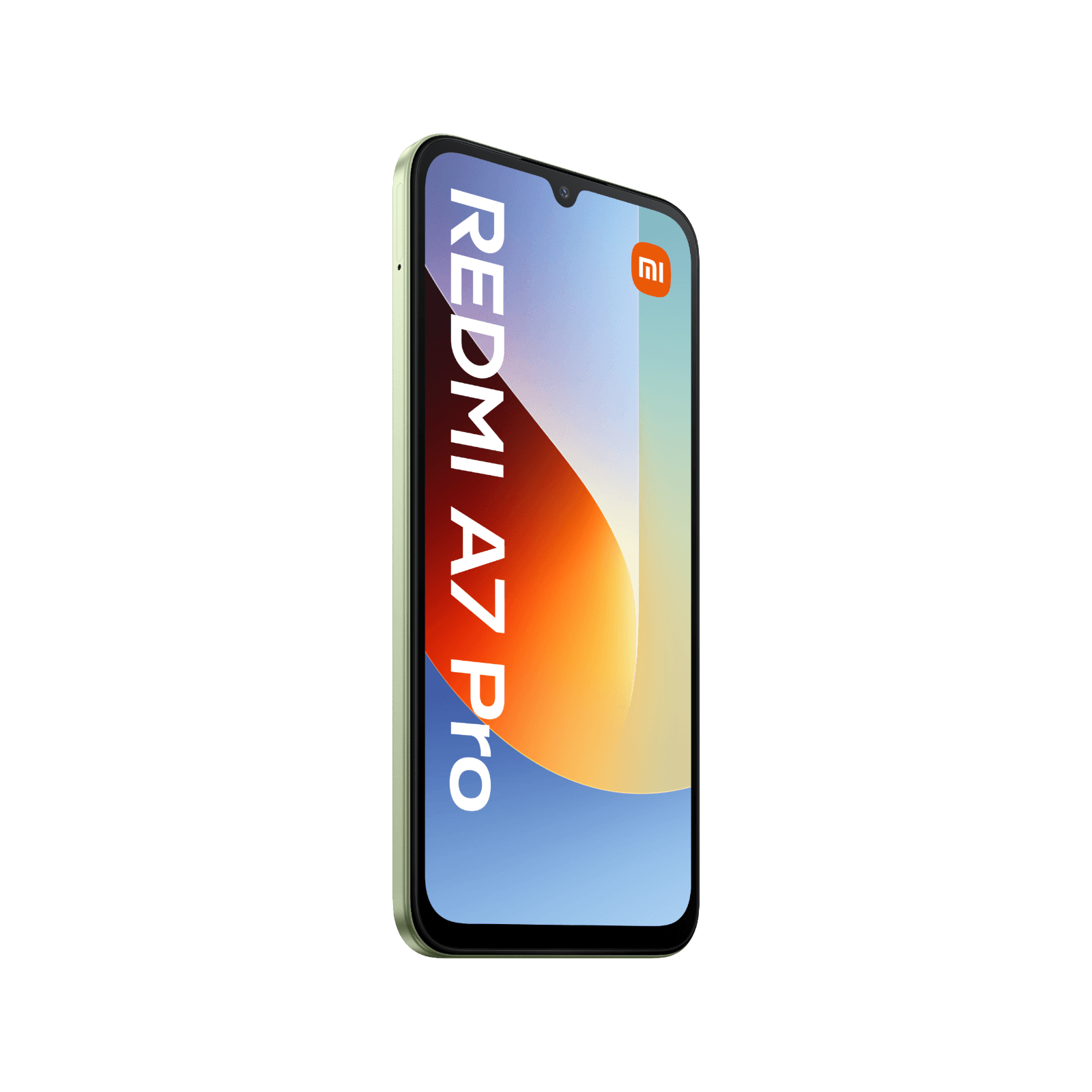 Smartfon Redmi A7 Pro Zielony Przedni, lewy bok
