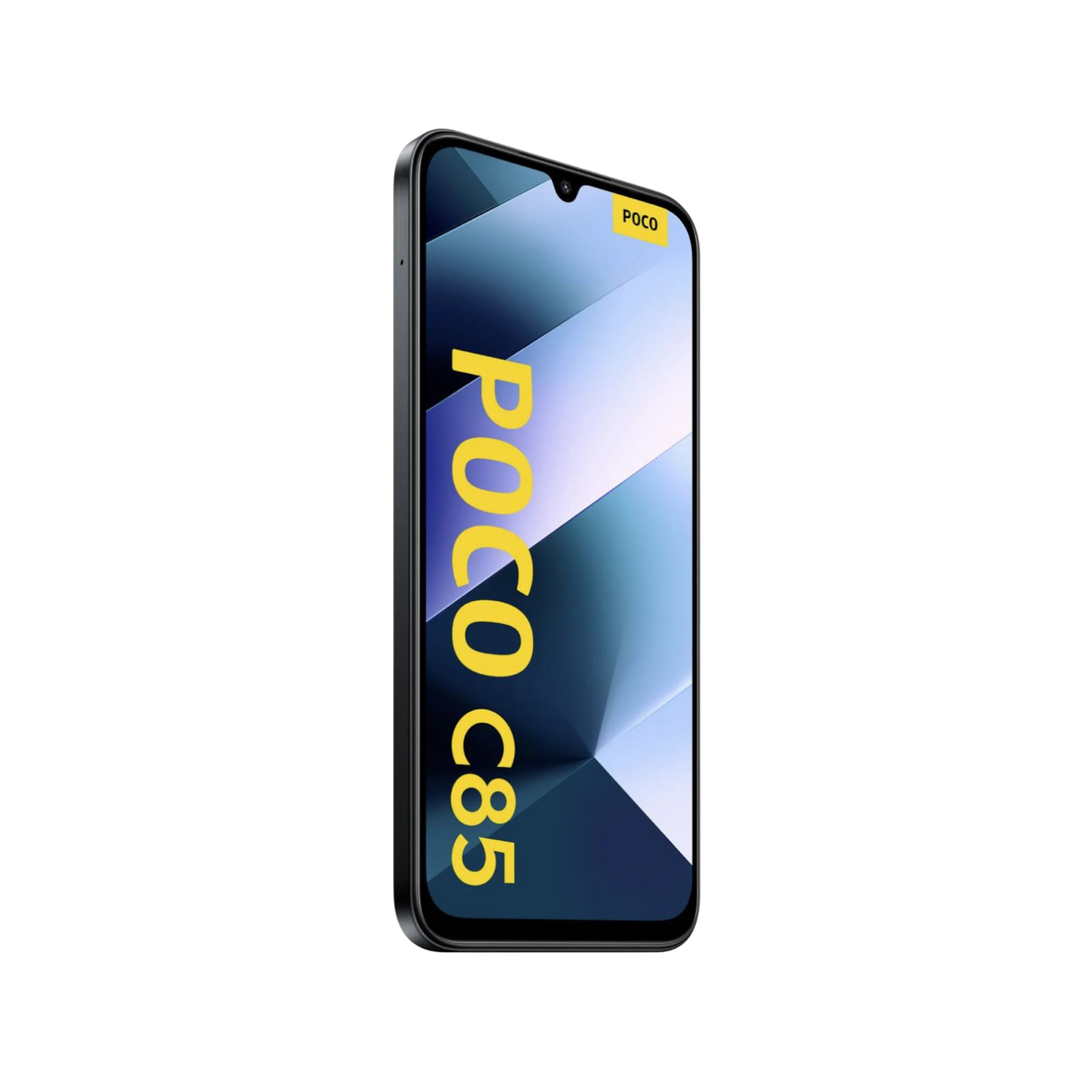 Smartfon POCO C85 Czarny Przedni, lewy bok