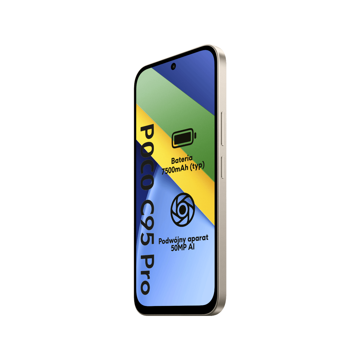 Smartfon POCO C95 Pro Zielony Przedni prawy bok