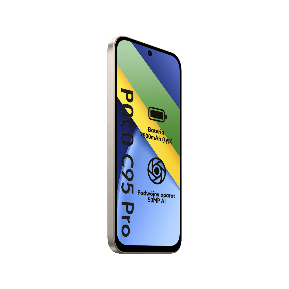 Smartfon POCO C95 Pro Zielony Przedni lewy bok