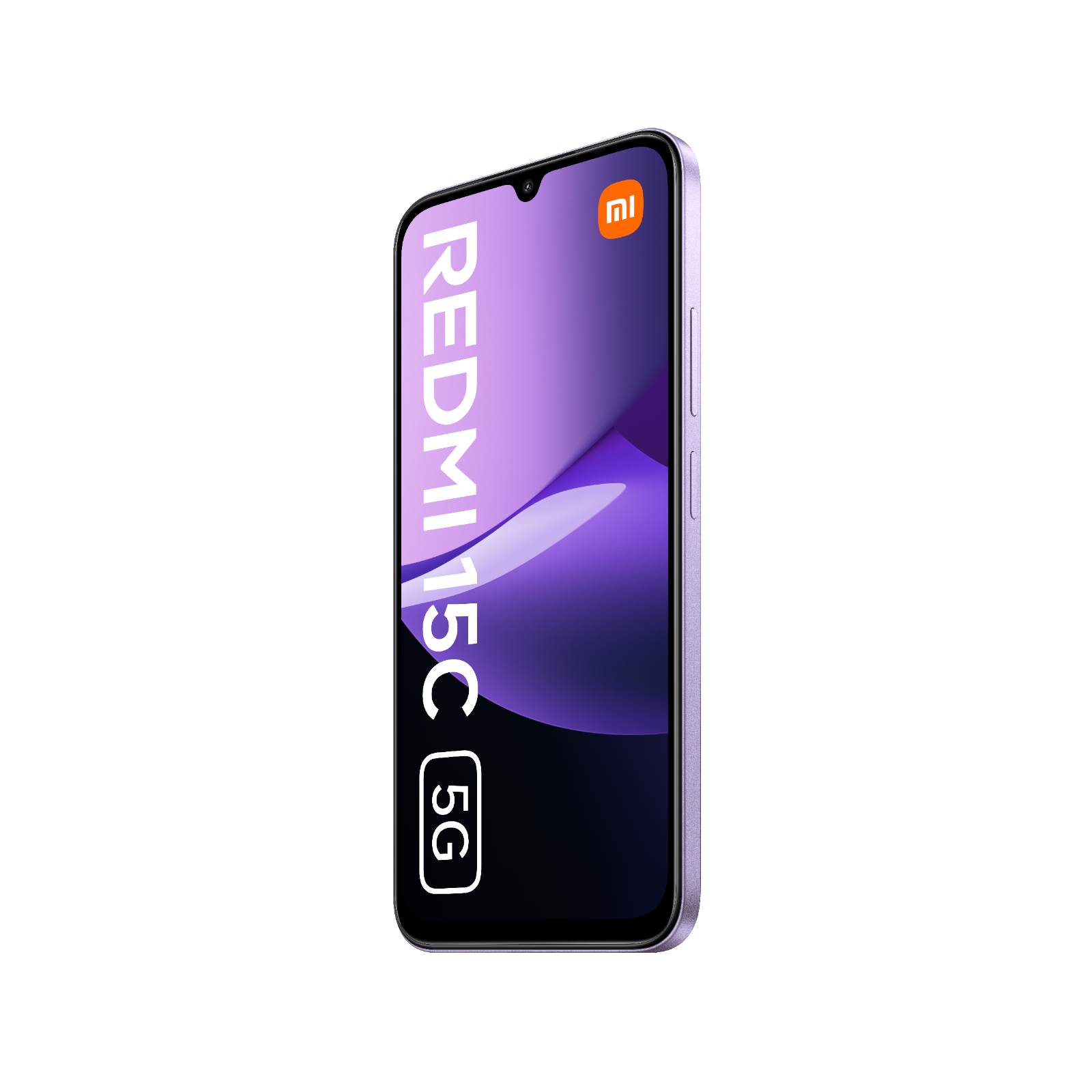 Smartfon Redmi 15C 5G Fioletowy Przedni, prawy bok