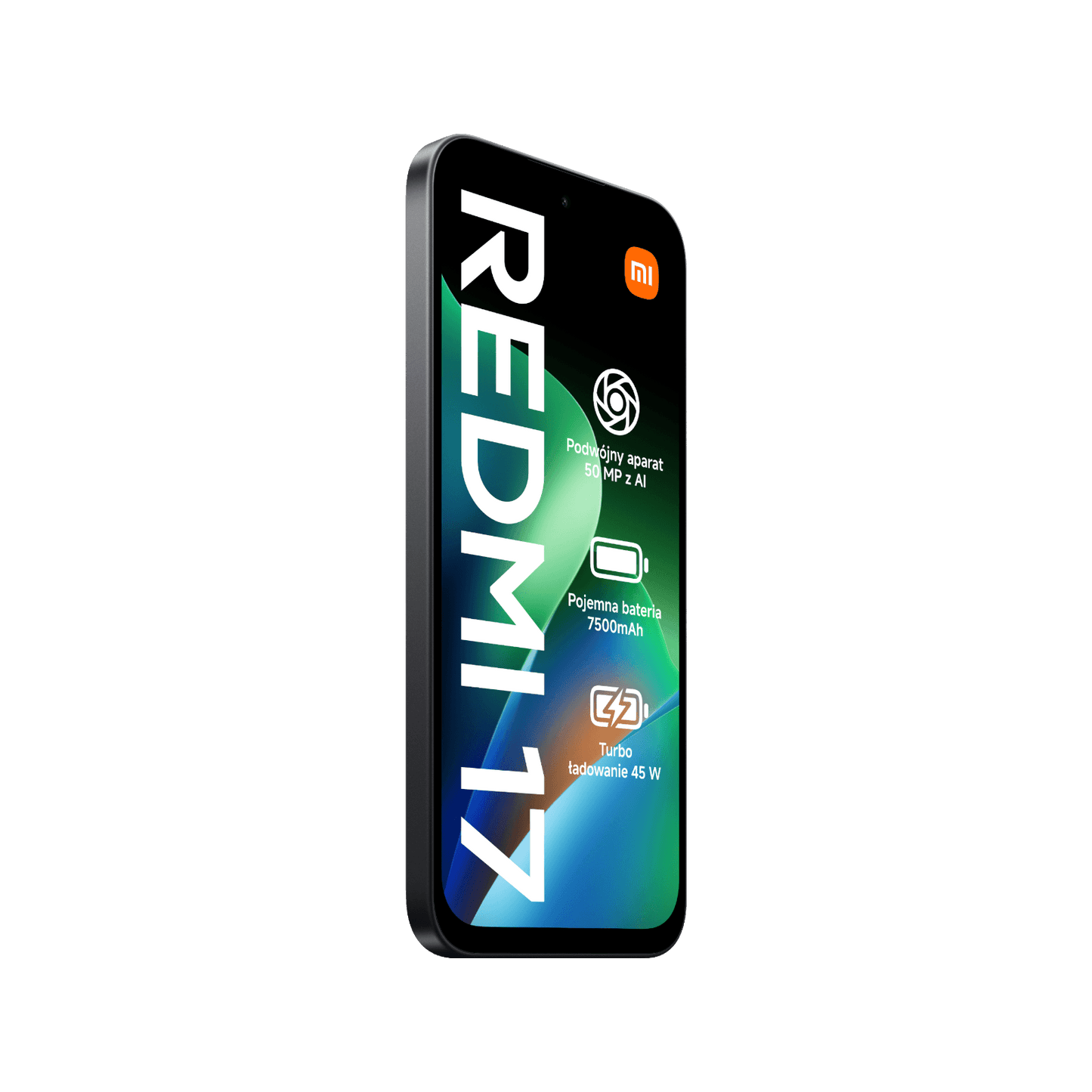 Smartfon Redmi 17 Czarny Przedni, lewy bok