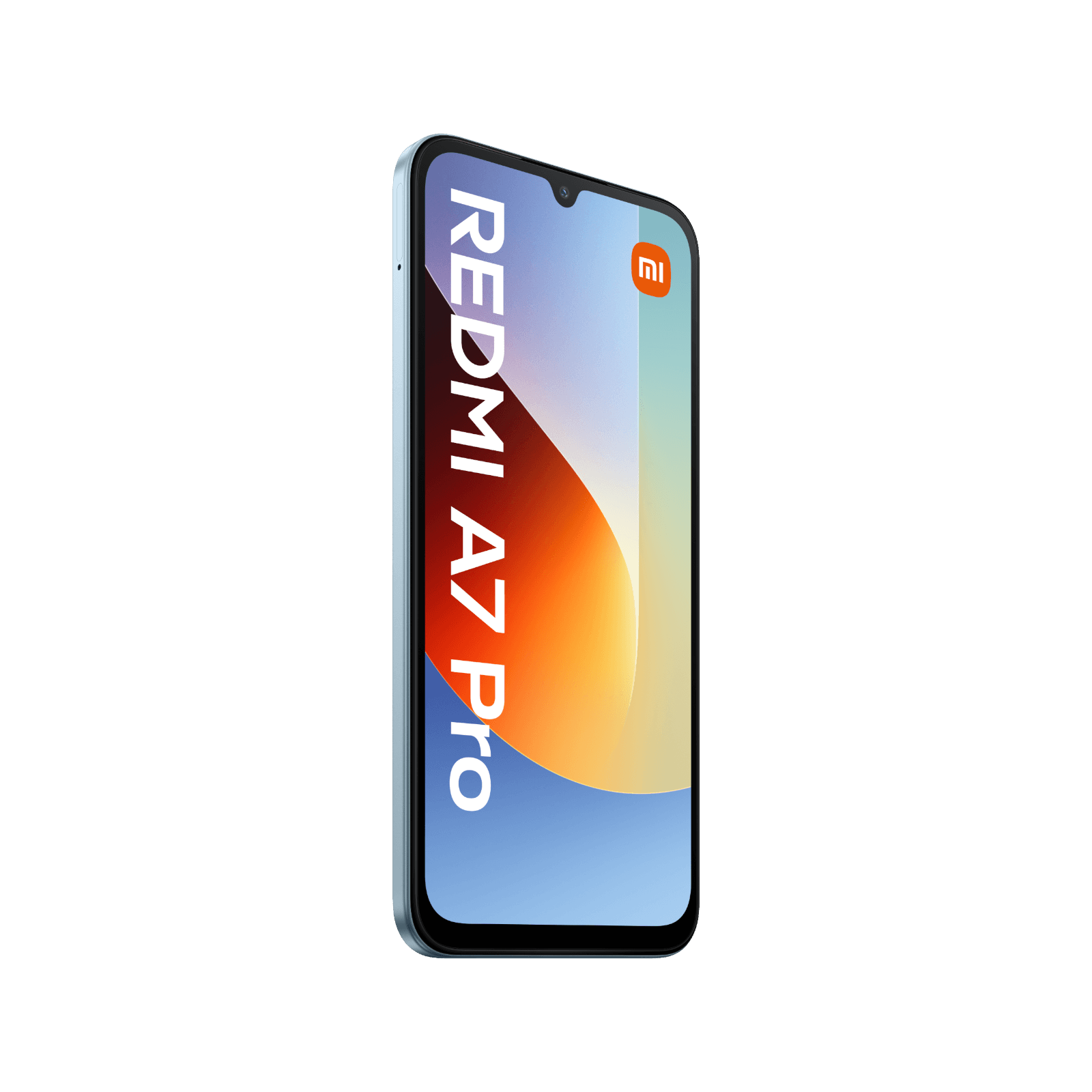 Smartfon Redmi A7 Pro Niebieski Przedni, lewy bok