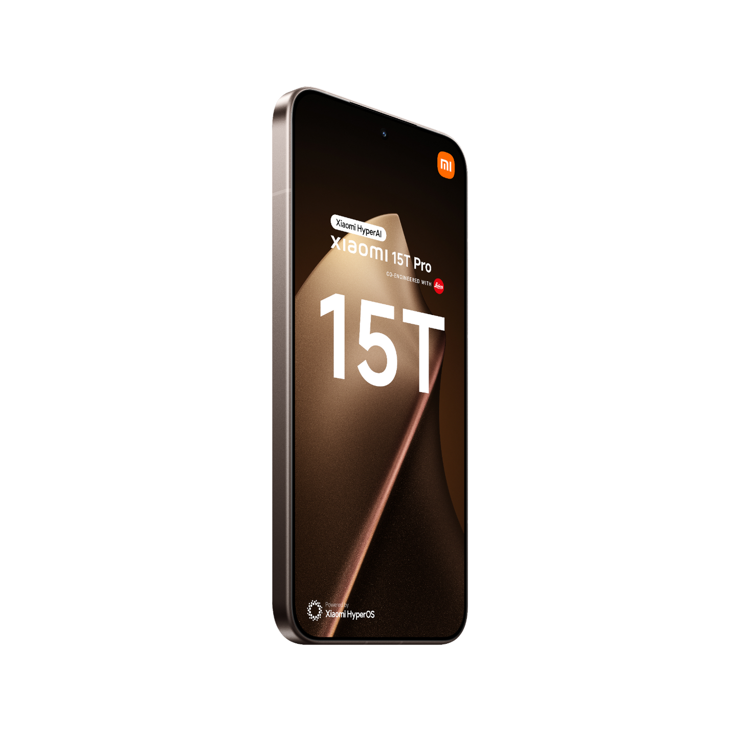 Smartfon Xiaomi 15T Pro Złoty Przedni, lewy bok