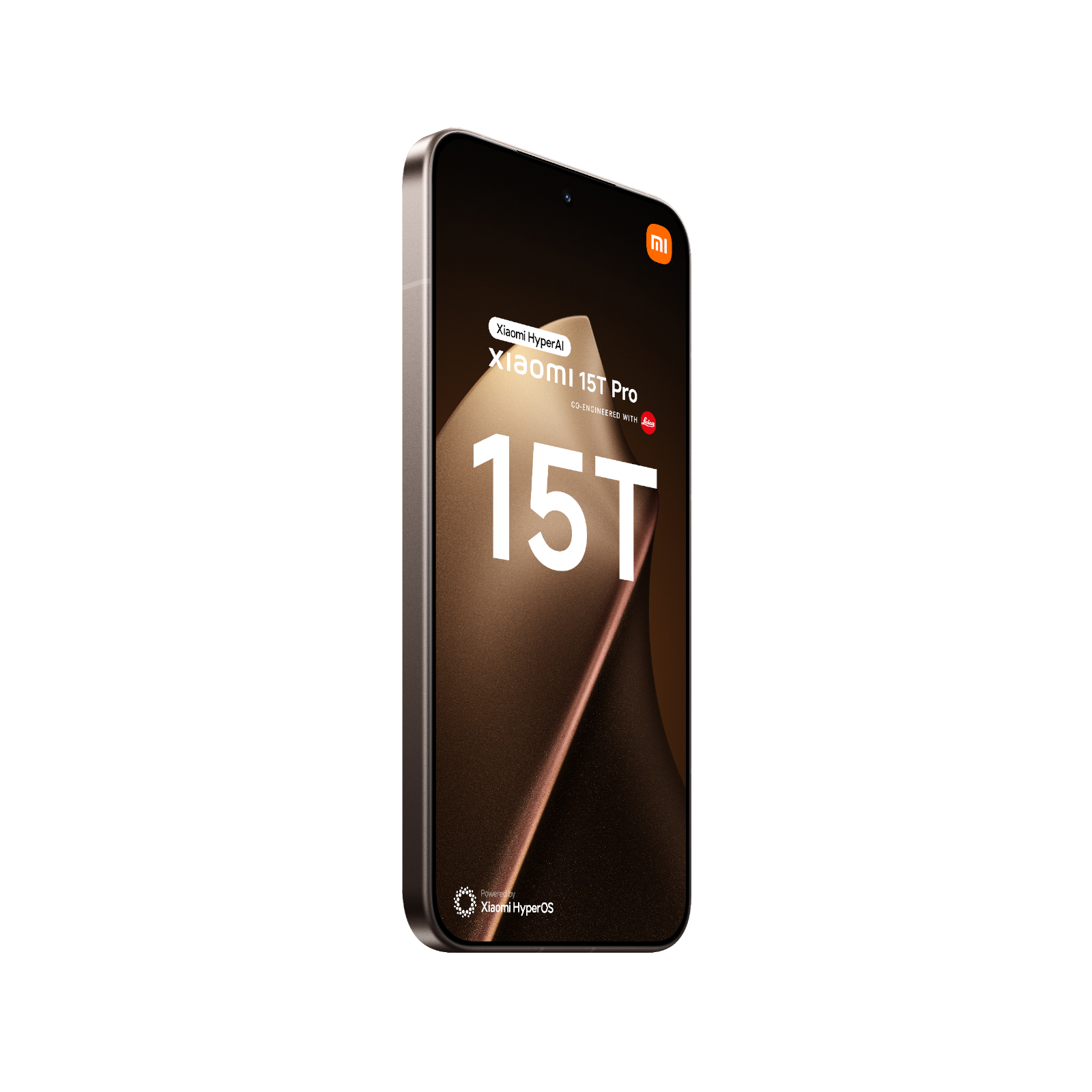 Smartfon Xiaomi 15T Pro Złoty Przedni, lewy bok