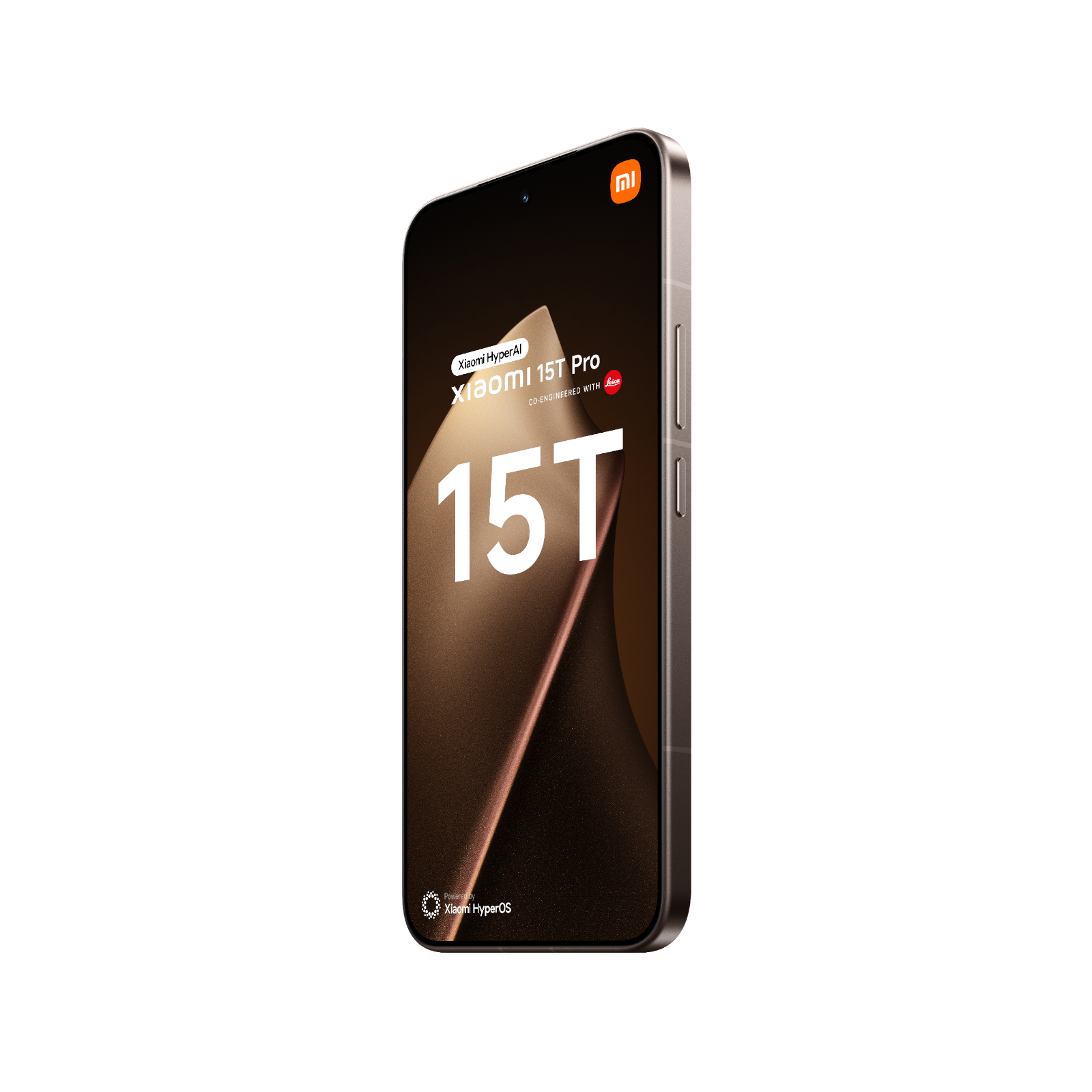 Smartfon Xiaomi 15T Pro Złoty Przedni, prawy bok